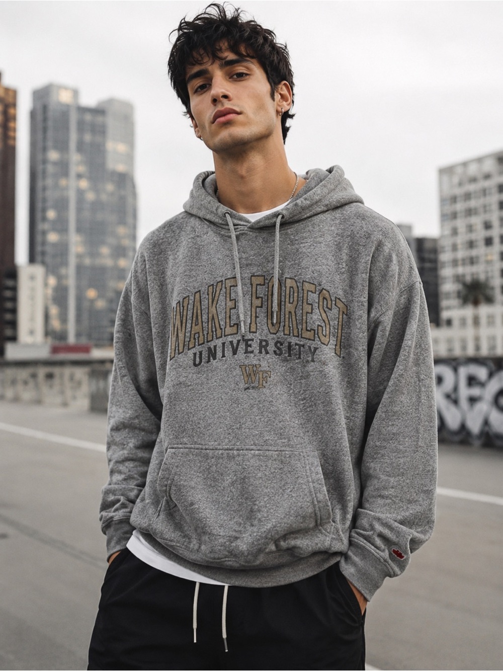 League Wake Forest University Hoodie Heather Gray |  Collegiate Cozy Soft- L